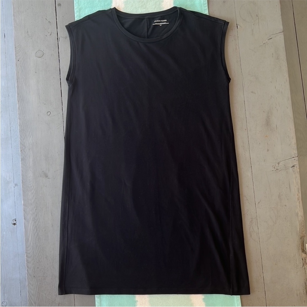 Eileen Fisher Black Organic Cotton Sleeveless Crewneck Tank Dress Size S - Picture 6 of 10